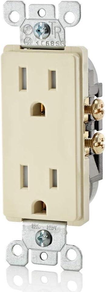 Ivory Tamper-Resistant Duplex Electrical Wall Outlet