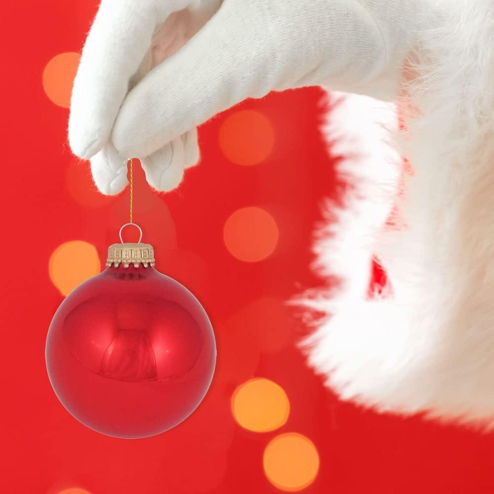 Christmas By Krebs - 67mm / 2.625" Designer Glass Baubles, Shiny Emerald Green [8 Pieces]