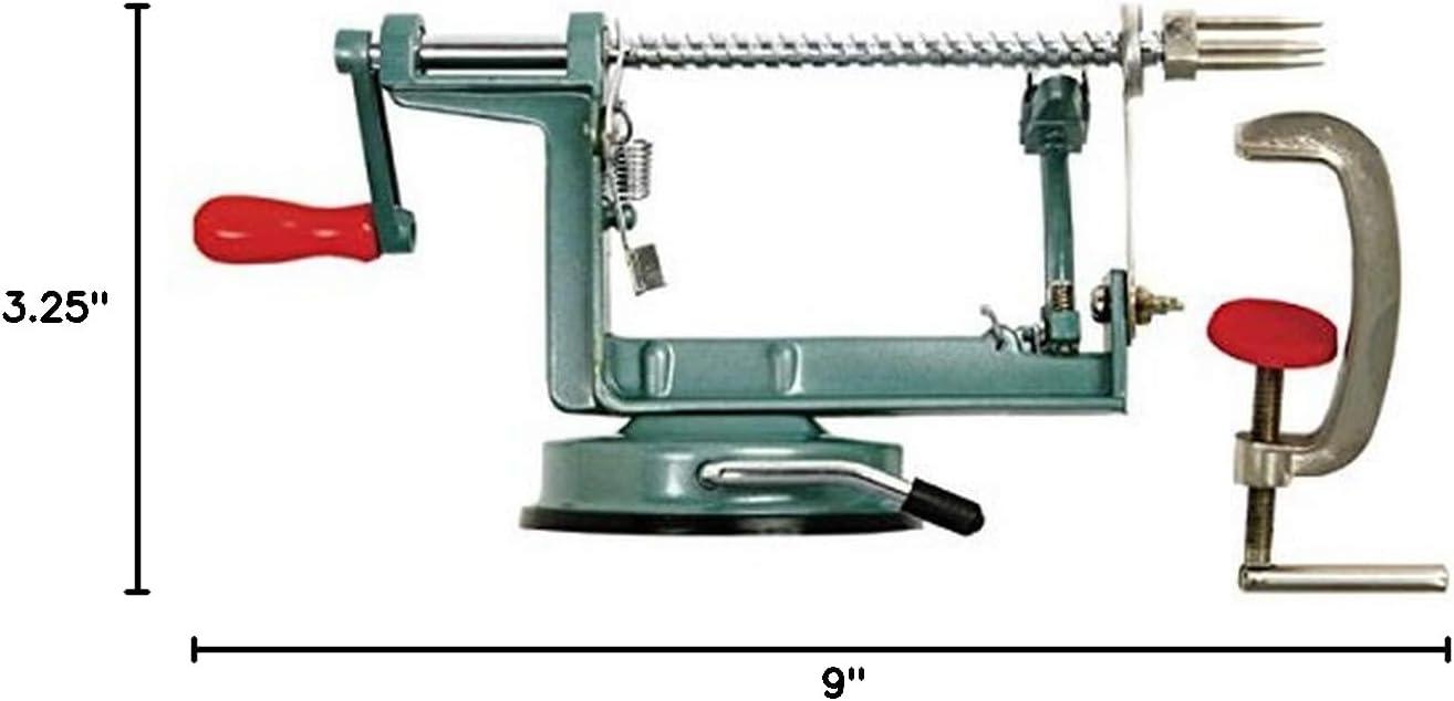 Gray and Red Cast-Aluminum Apple Peeler Corer Slicer with Vacuum Base