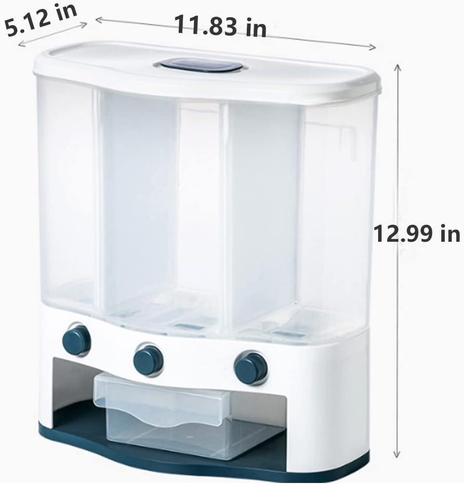 Conworld 3 Grid Wall-Mounted Dry Food Storage Container with Measuring Cups