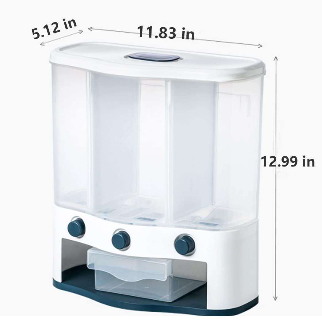 Conworld 3 Grid Wall-Mounted Dry Food Storage Container with Measuring Cups