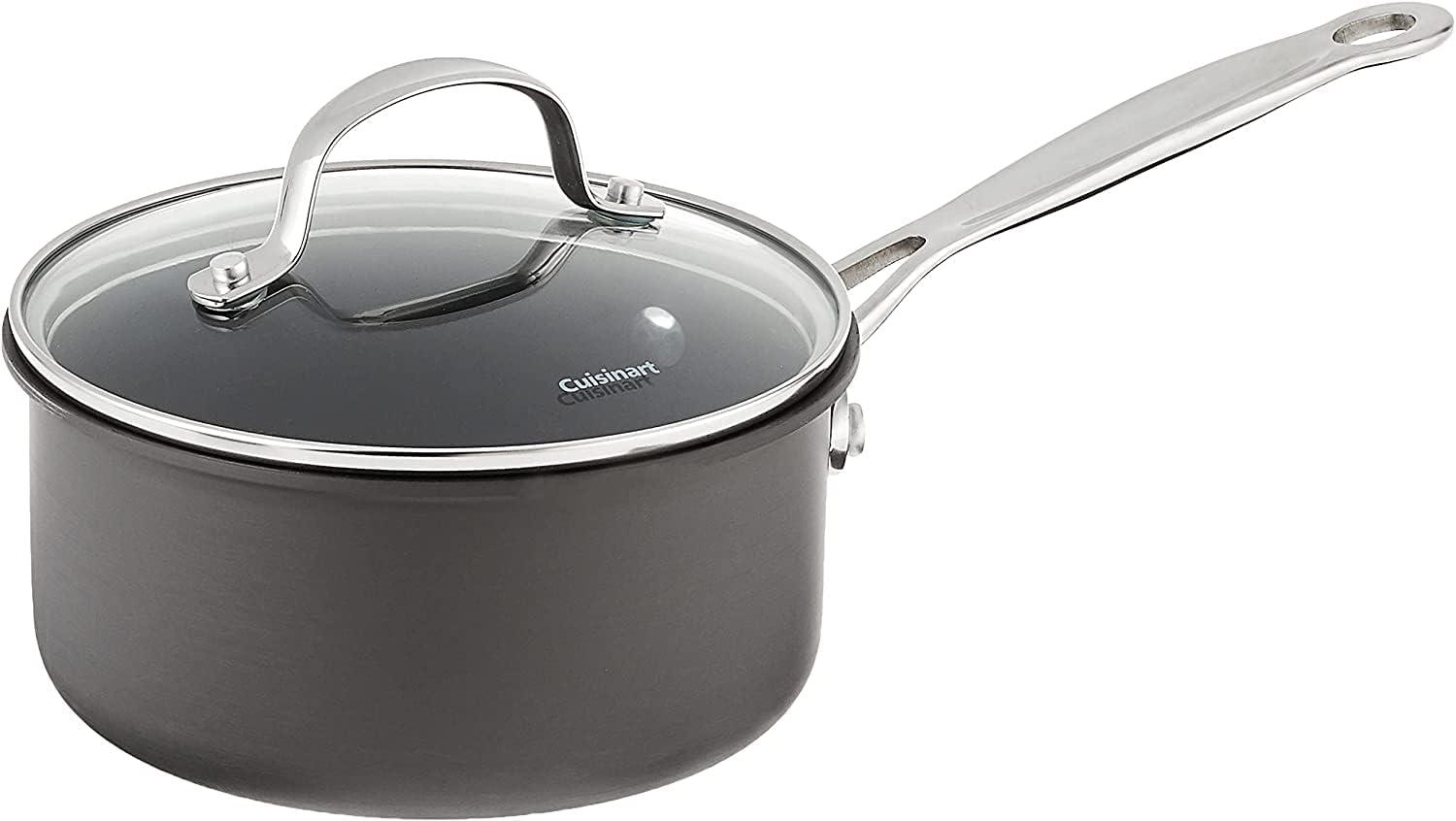 1.5 Quart Black Aluminum Non-Stick Saucepan with Lid