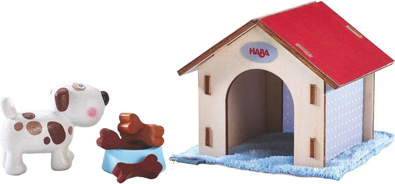 HABA Little Friends Dog Lucky - Pet Toy Figure with Doghouse & Wooden Bones