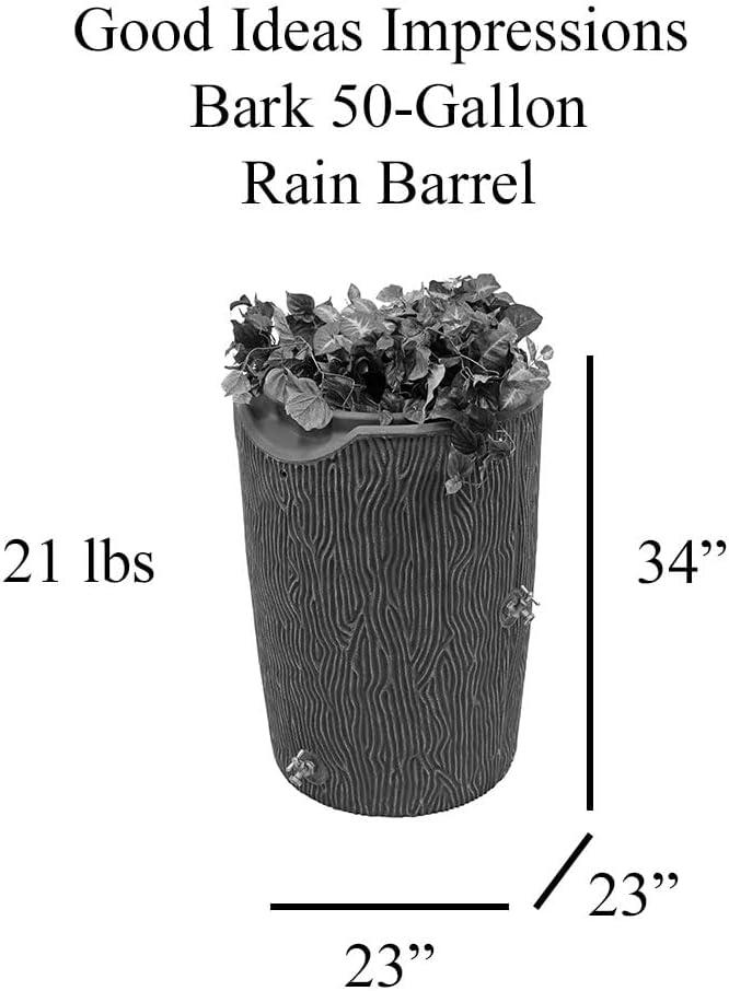 Good Ideas Good Ideas 50 Gallons Plastic Drainable Dual Overflow Planter Rain Barrel
