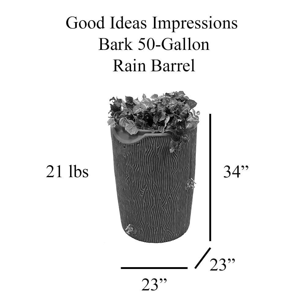 Good Ideas Good Ideas 50 Gallons Plastic Drainable Dual Overflow Planter Rain Barrel
