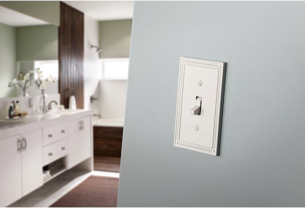 Pure White Beaded 1-Gang Duplex Metal Wall Plate