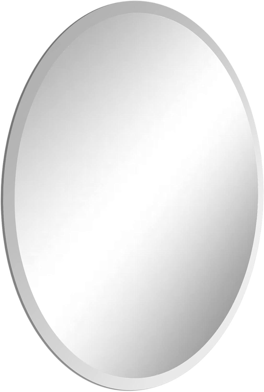 Fab Glass and Mirror Frameless Oval Beveled Wall Mirror