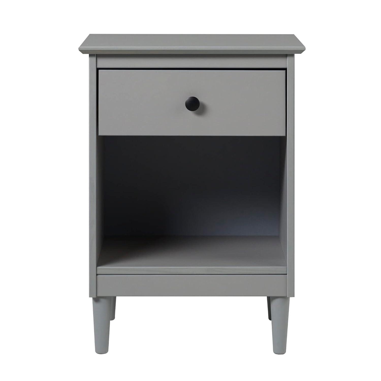 Pemberly Row Traditional 1-Drawer Solid Wood Nightstand - Gray