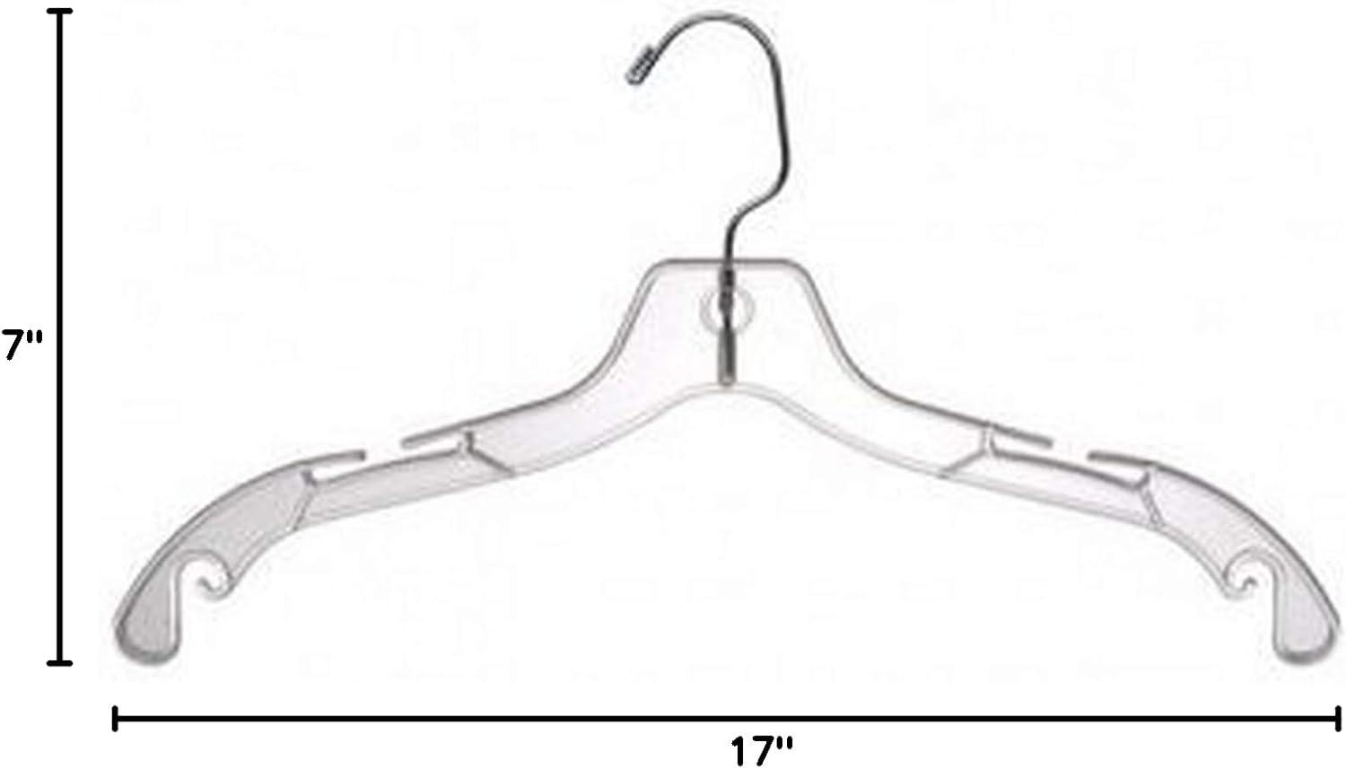 17" Clear Plastic Dress and Blouse Hangers with Steel Hook - Set of 50