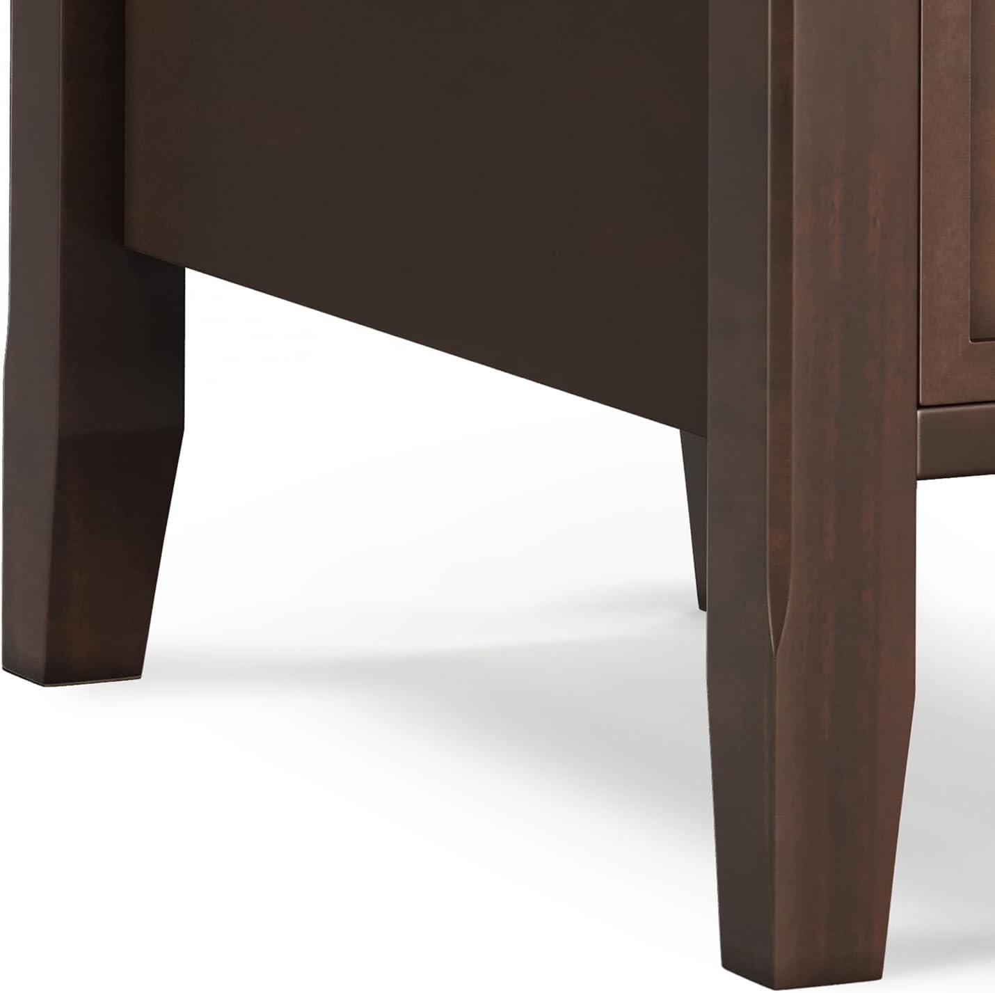 Simpli Home Acadian SOLID WOOD 14 inch Wide Narrow Side Table with Drawer in Brunette Brown