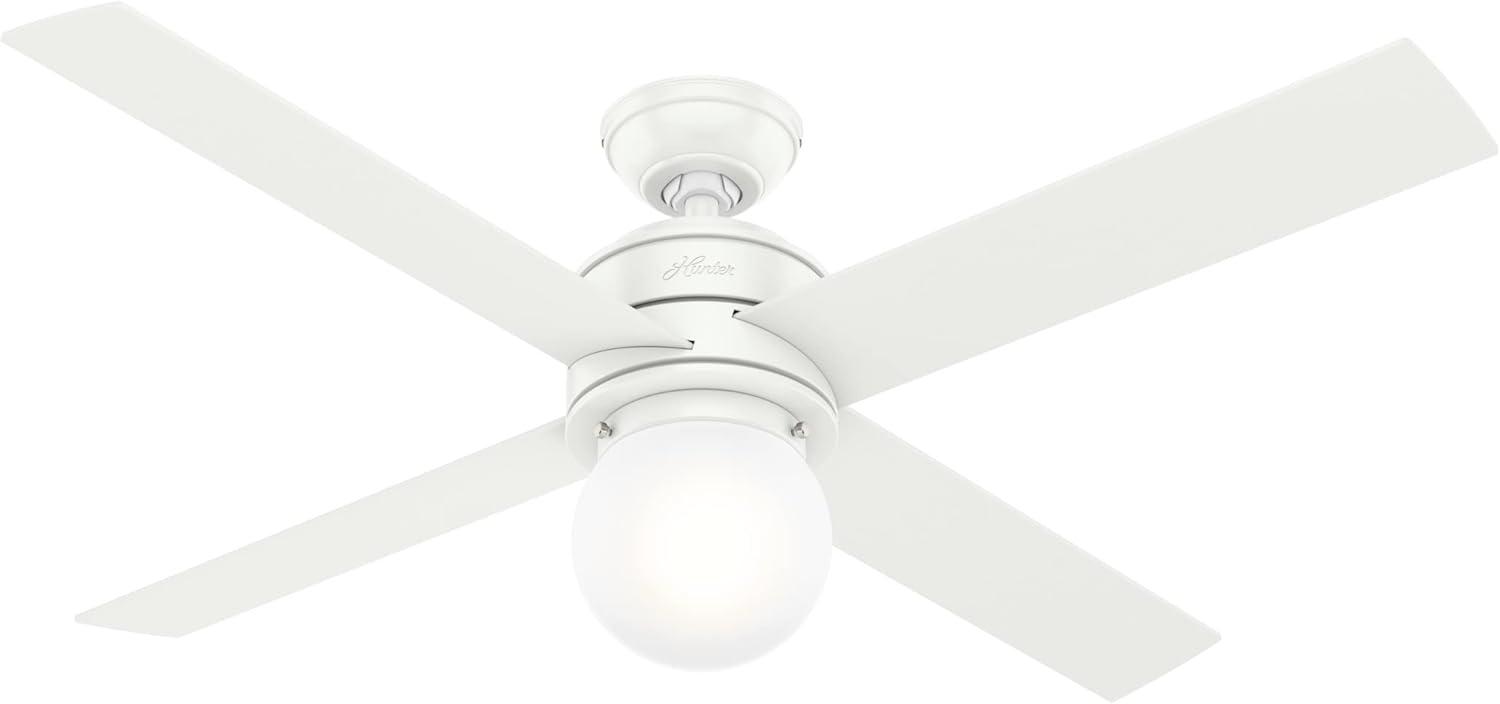 Hepburn 52" Matte White LED Ceiling Fan with Globe Light