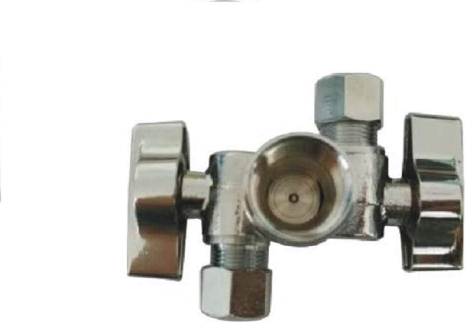 EZ-Fluid Double Handles Chrome LF Brass Angle Stop Valve 1/2" FIP X 3/8" Comp X 3/8" Comp 1/4 Turn Water Shut Off Ball Valve For Water Pipes,For Faucet Toilet Valve ,Dishwasher,Filter-1PCS