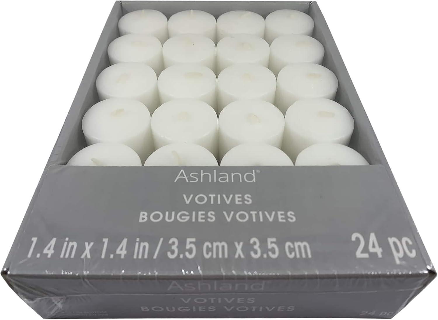 White Palm Wax Unscented Votive Candle Set, 24-Pack