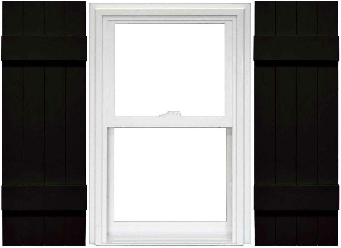 Mid America Board and Batten 14" 4 Board Joined Vinyl Standard Shutter (1 Pair) - 14 x 35 002 Black
