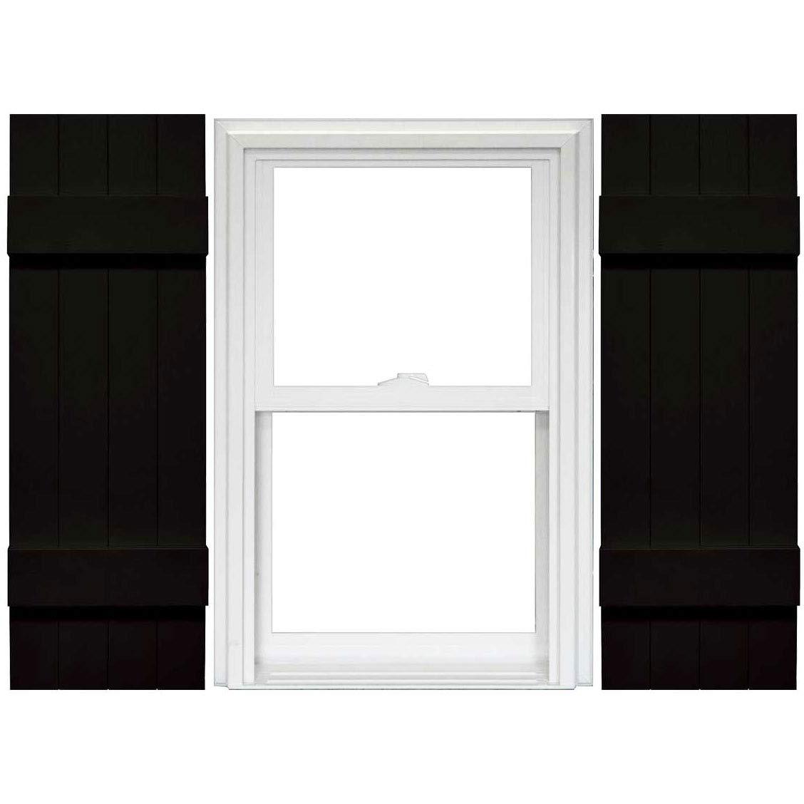 Mid America Board and Batten 14" 4 Board Joined Vinyl Standard Shutter (1 Pair) - 14 x 35 002 Black