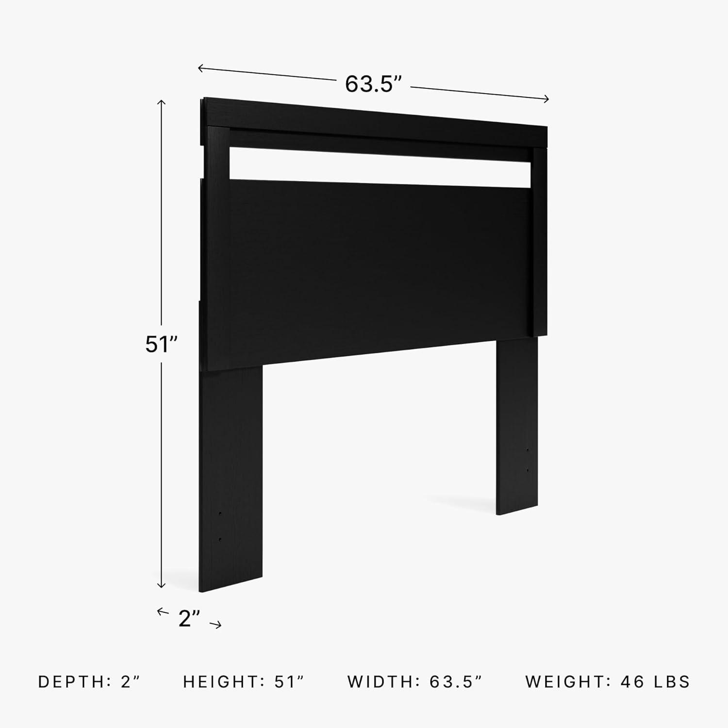 Queen Finch Panel Headboard Black - Signature Design by Ashley: Contemporary Matte Finish, 50.94" Height