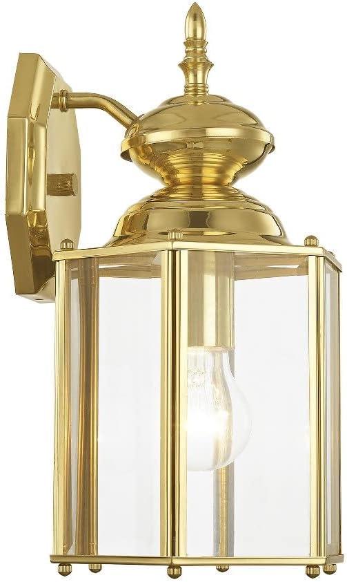 Livex Lighting 2007-01 Outdoor Wall Lantern with Clear Beveled Glass Shades, Antique Brass