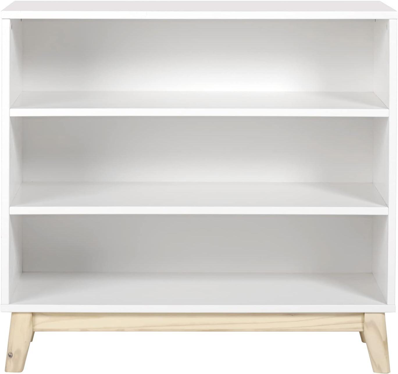 White Wood Adjustable 3-Shelf Kids Bookcase