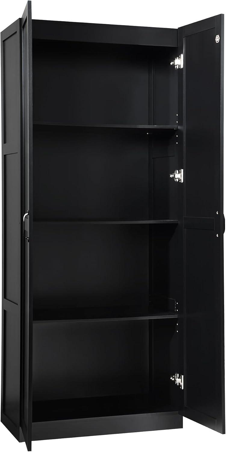 Hopkins Modern 4 Shelf Storage Closet Black - Manhattan Comfort: MDF, European Hinges, 71" High