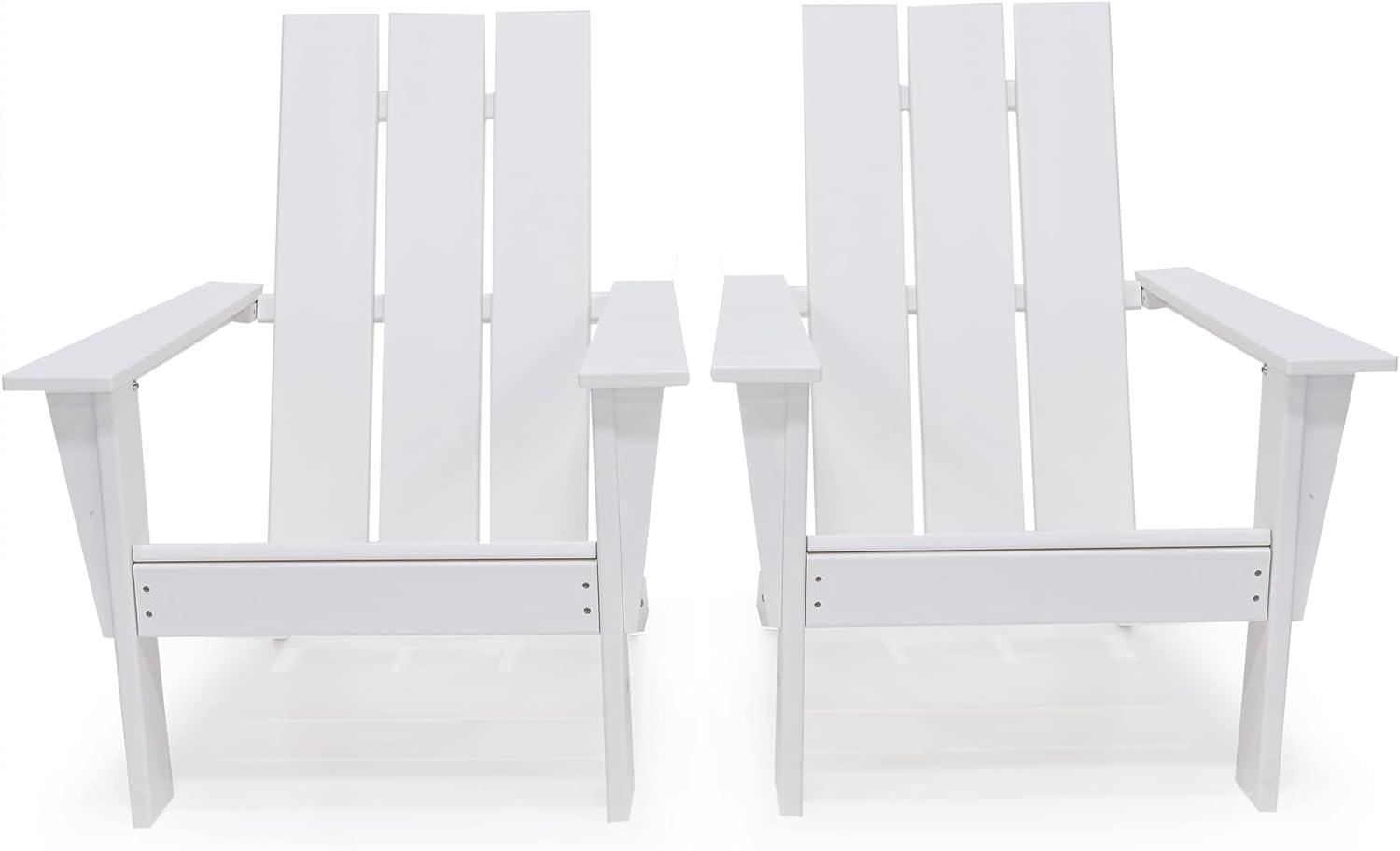 Arcadia White HDPE Outdoor Adirondack Chair Set