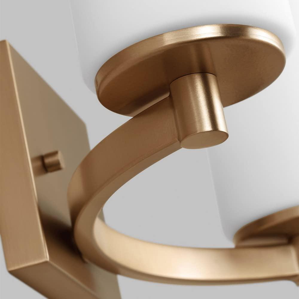 Generation Lighting 2-Light Hettinger Bath Fixture Wall Lamp Satin Brass 4439102-848, Title 24 Compliant Wall Light Fixture for Bathroom Decor, Bathroom Light Fixture Uses Standard or LED Light Bulb