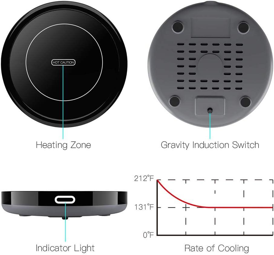 PENGFEI Smart Coffee Warmer,Auto On/Off Gravity-Induction Mug Warmer for Office Desk Use, Candle Wax Cup Warmer Heating Plate (Up to 131F/55C) (Black)