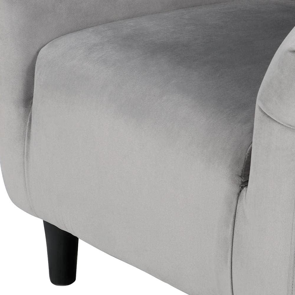 Yaheetech Velvet Club Accent Arm Chair Upholstered Barrel Chair-Gray