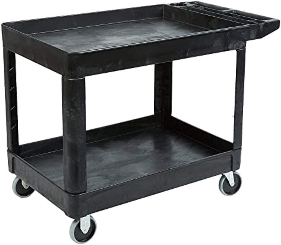 Rubbermaid Heavy Duty 2-Shelf Utility Cart With Lipped Shelf Medium