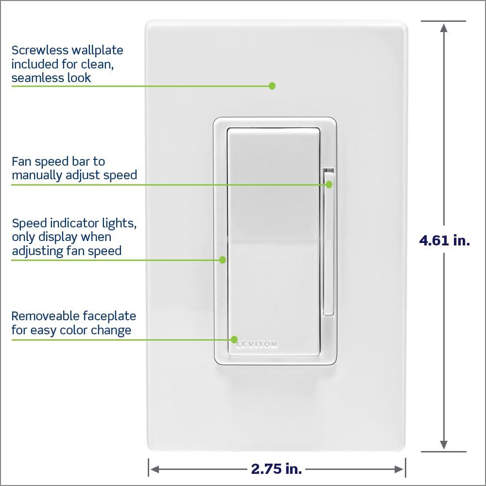 Matte White Smart 4-Speed Fan Controller with Z-Wave