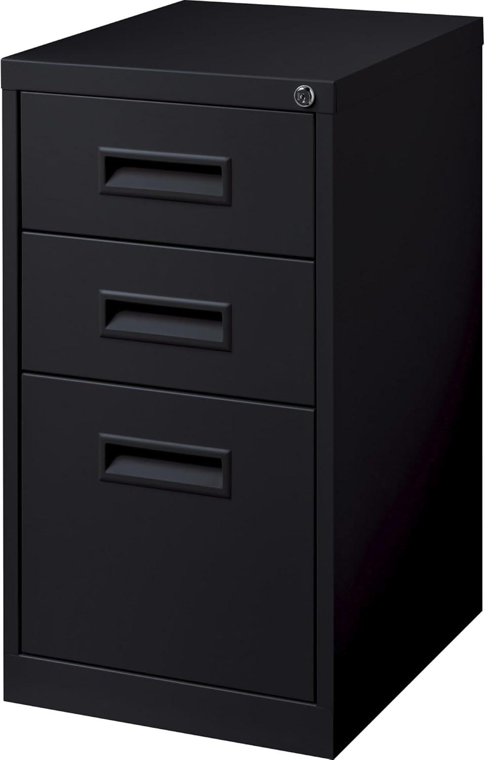 3 Drawers Vertical Steel Lockable Filing Cabinet, Black