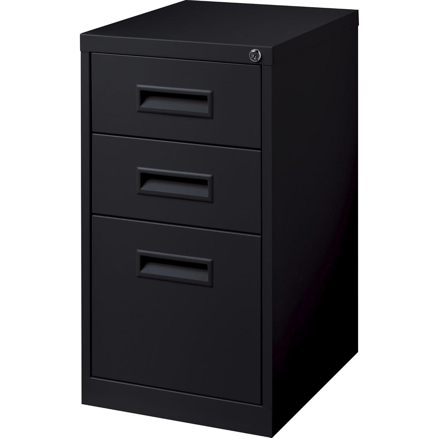 3 Drawers Vertical Steel Lockable Filing Cabinet, Black