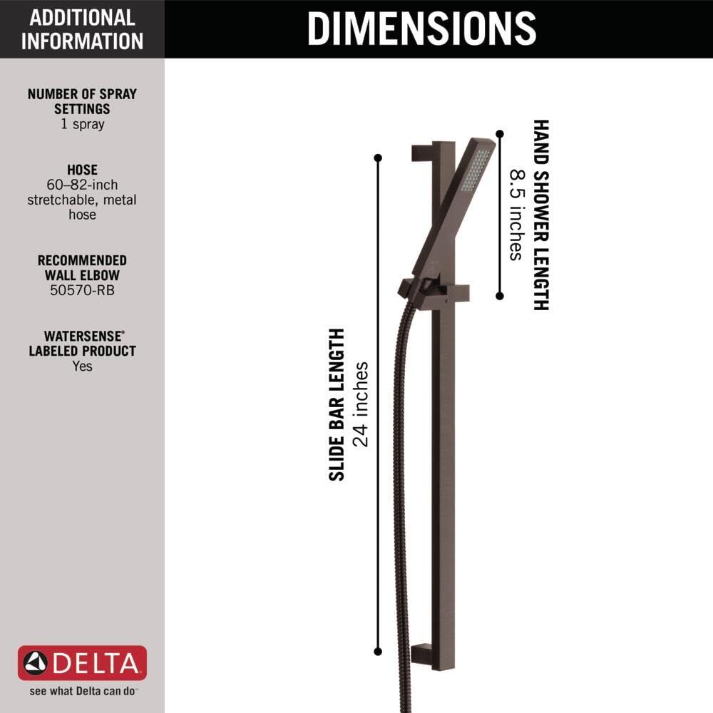 Vero Single Spray Hand Shower with Slide Bar, Handheld Shower Head, Slide Bar Hand Shower 1.75 GPM