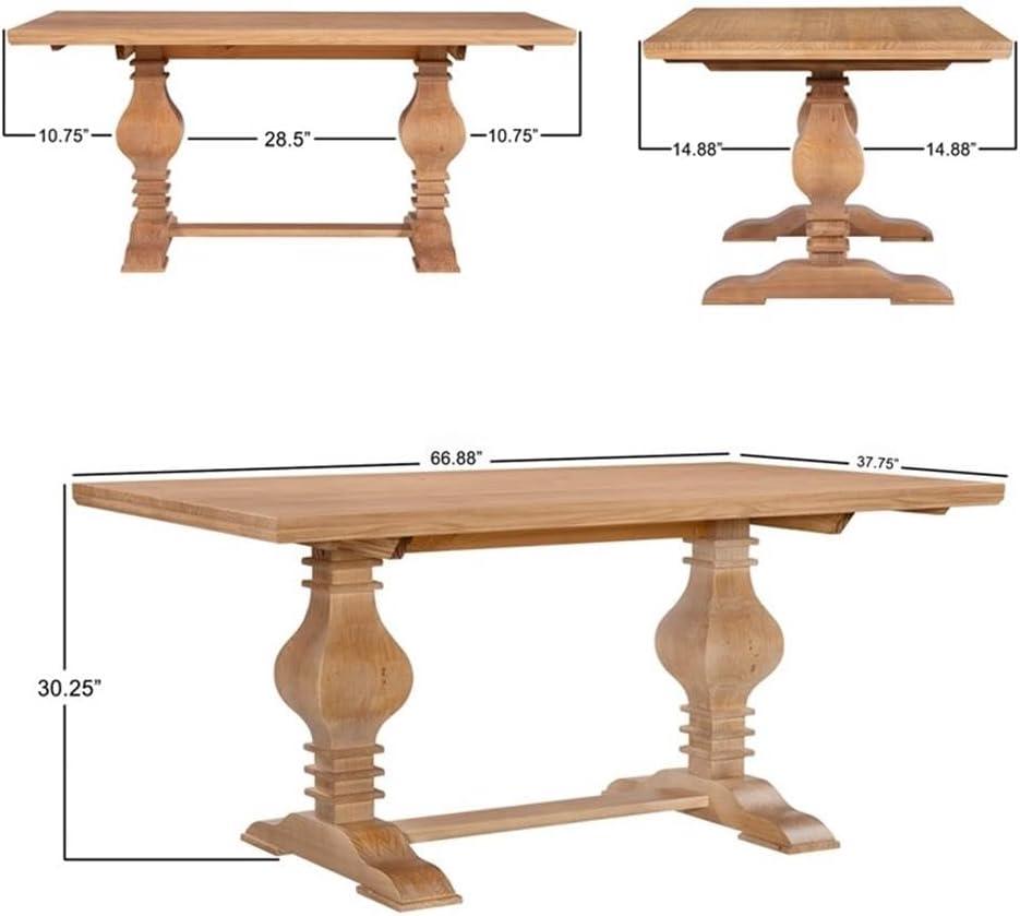 Pemberly Row Transitional Solid Pine Wood Dining Table in Rustic Honey Brown