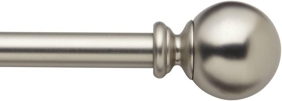 Satin Nickel 28-48" Metal Curtain Rod with Ball Finial