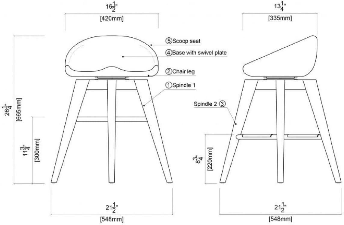 24" Bali Swivel Counter Height Barstool Hardwood/Natural - Boraam: Flared Legs, Backless Design