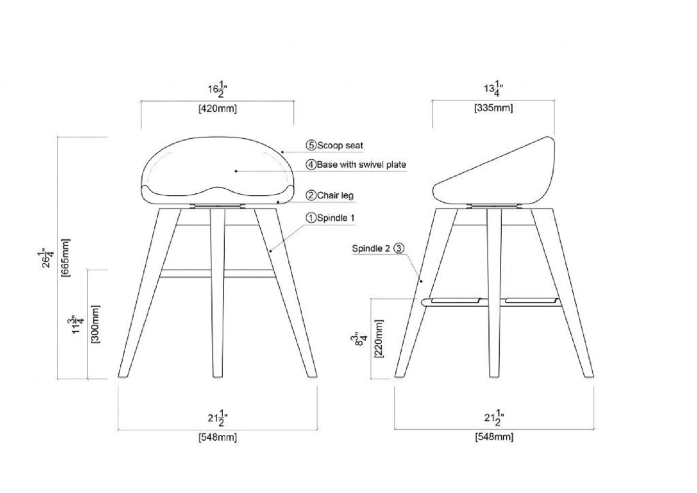 24" Bali Swivel Counter Height Barstool: Wood Frame, Backless - Boraam