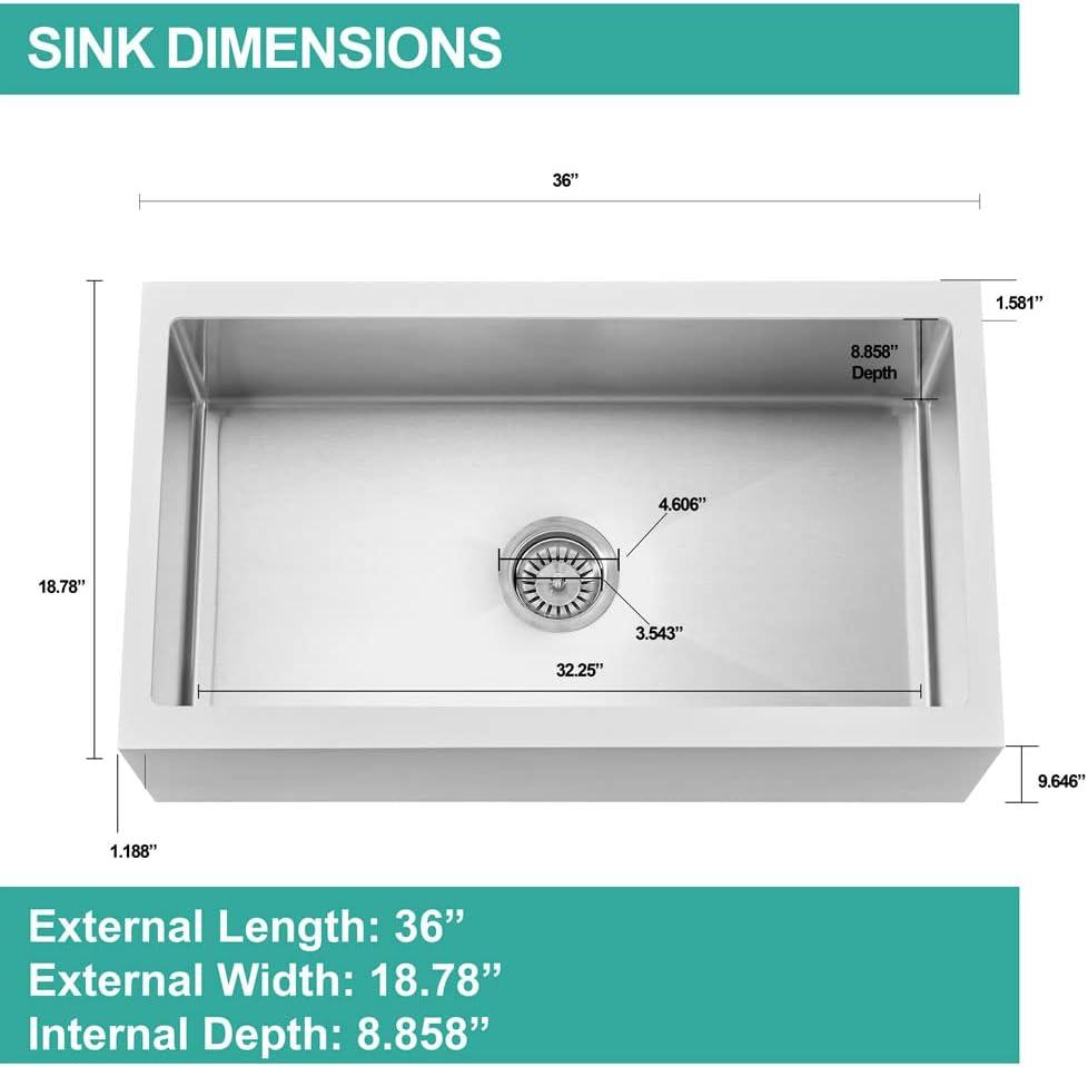 Westbrass Single Bowl Solid Surface/Stainless Steel Farmhouse Kitchen Sink