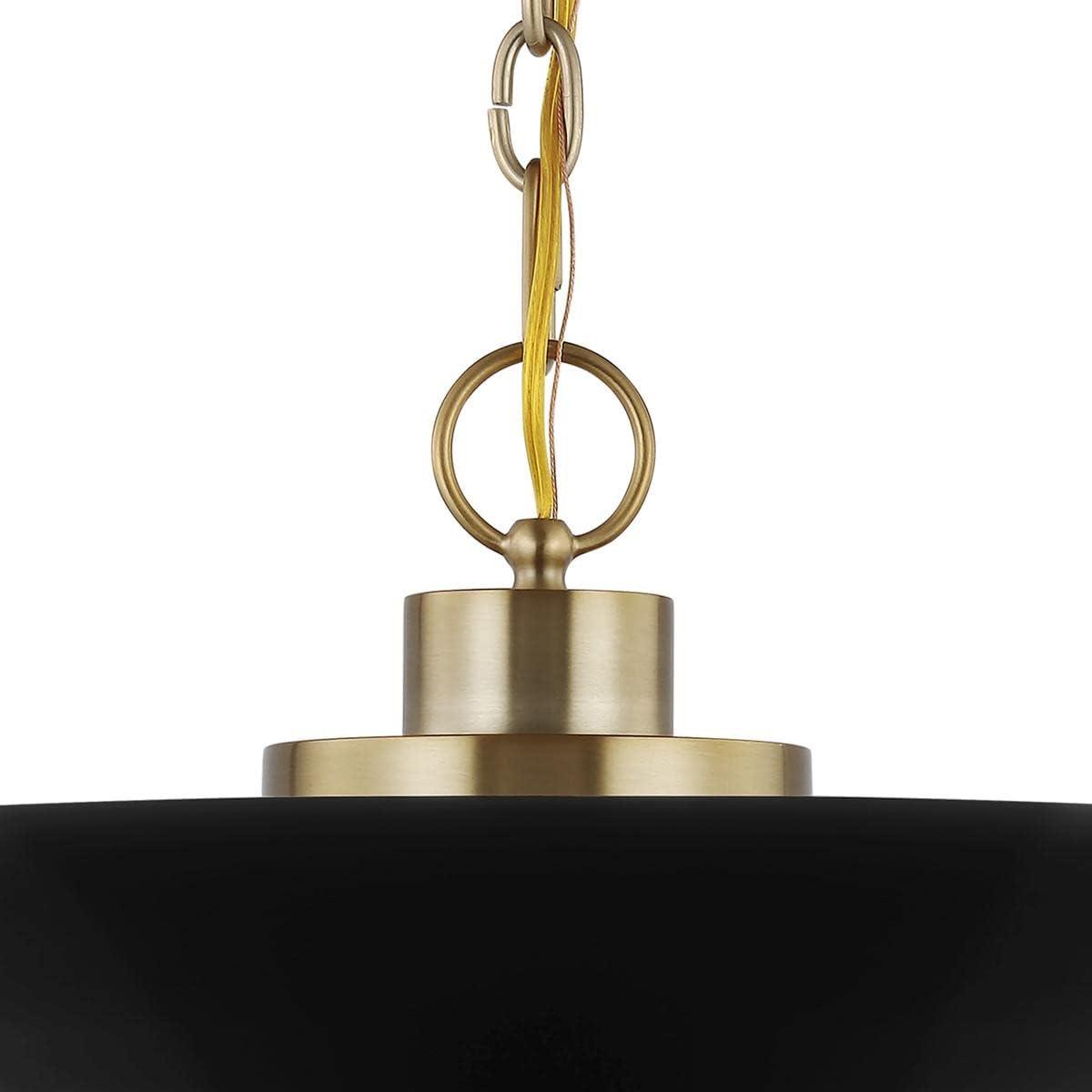 Colony Modern Dome Pendant Light in Matte Black and Burnished Brass