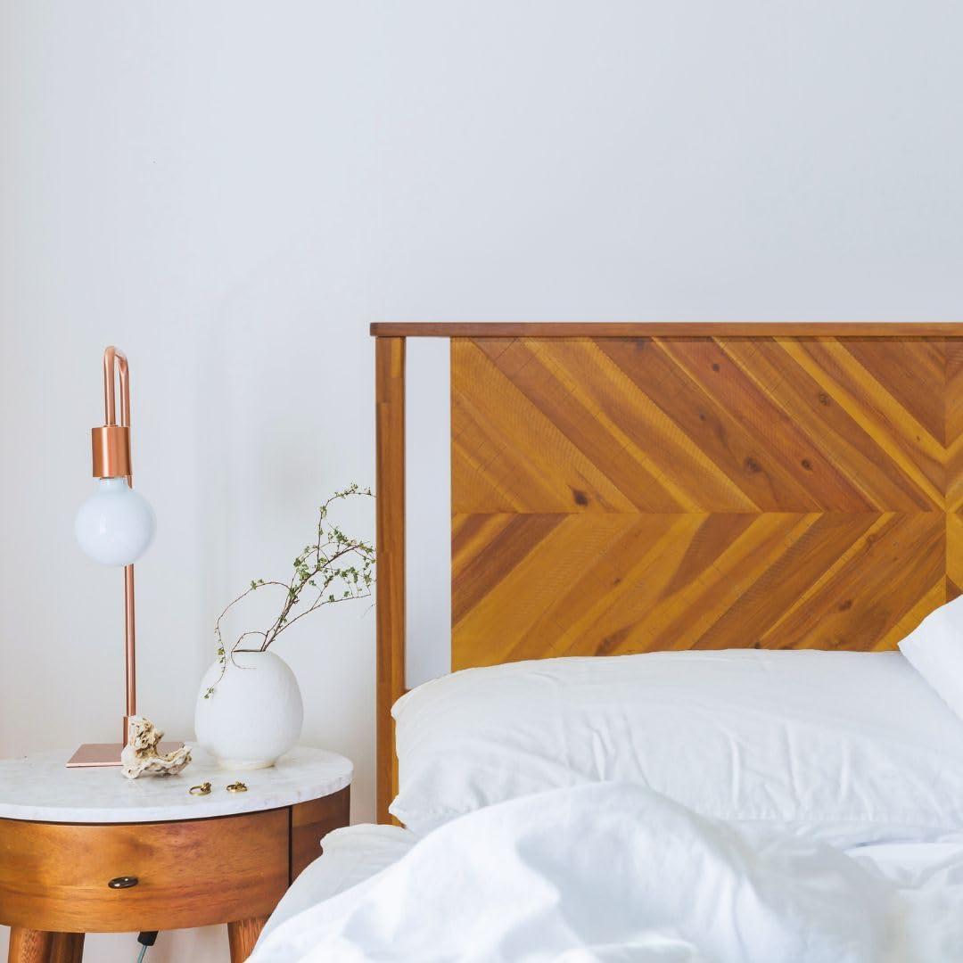 King Rustic Golden Brown Acacia Wood Slat Headboard