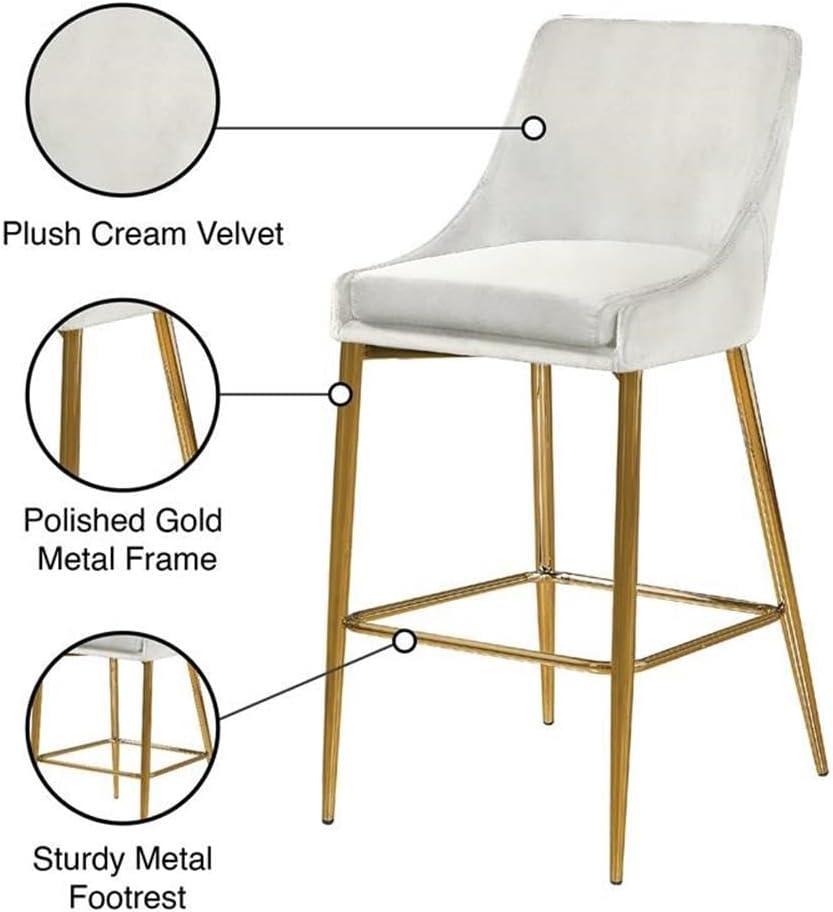 Meridian Furniture Karina 27.5"H Velvet Counter Stool in Cream (Set of 2)