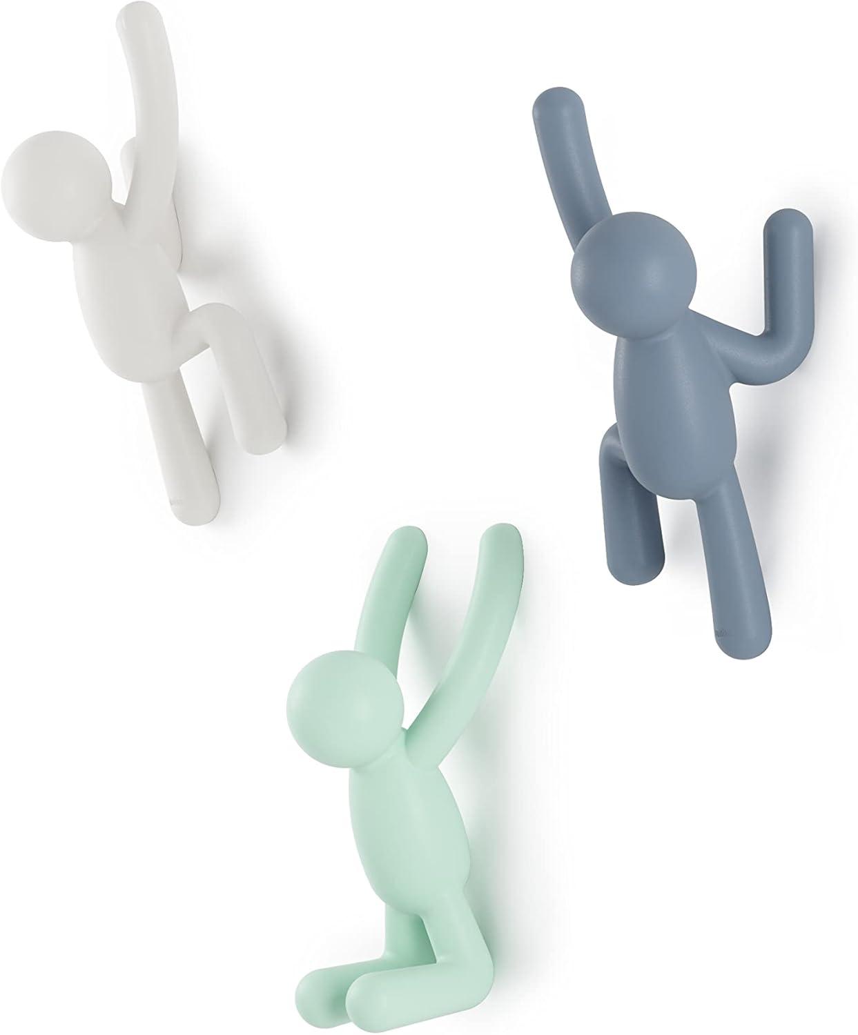 Multi-Colored Plastic Buddy Wall Hooks Set of 3