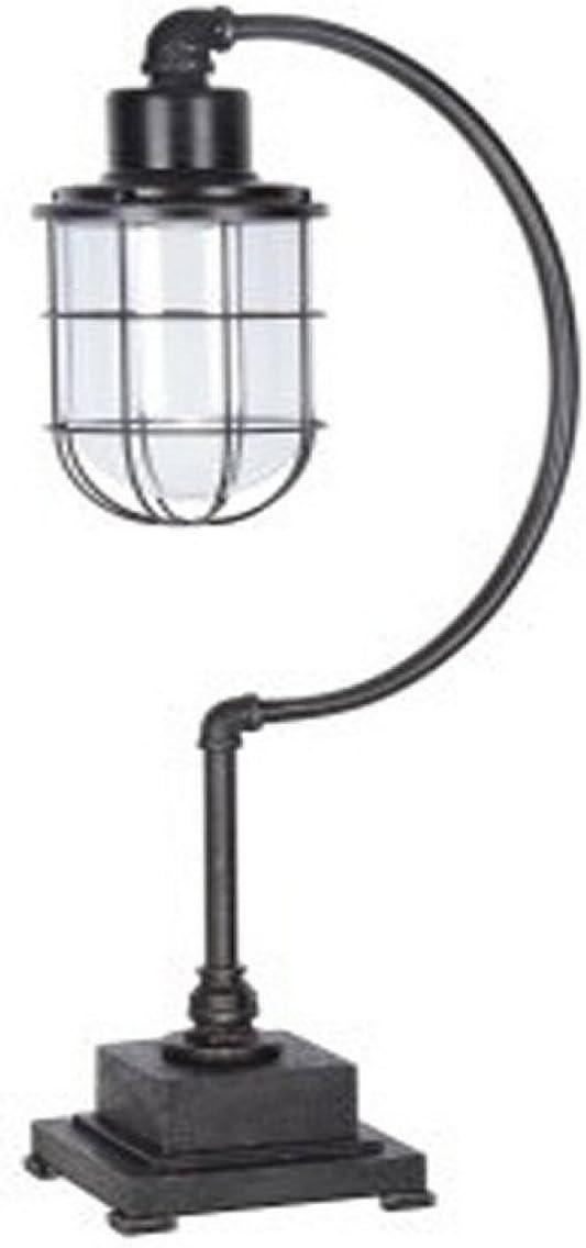 Edison Black Metal Desk Lamp with Glass Shade