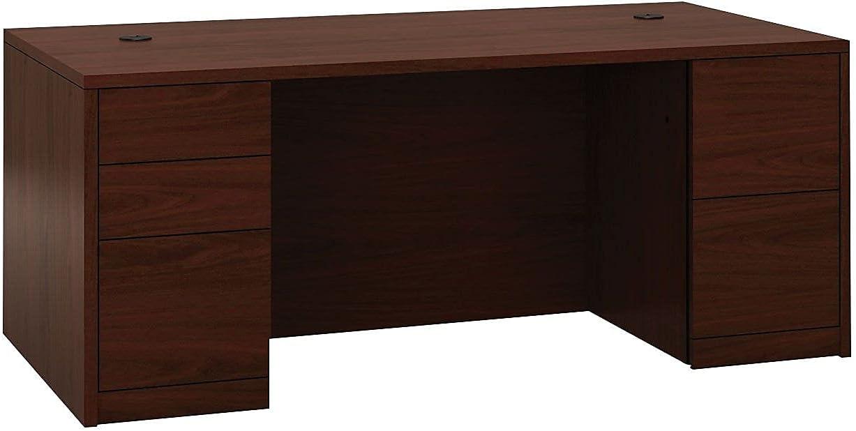 HON 10500 Series Mocha Laminate Furniture Components - 4-Drawer 60" x 30" x 29.5" , 1" Edge, 60" x 30"Work Surface - 4 x Box Drawer(s), File Drawer(s) - Double Pedestal - Square Edge - Material: Wood,