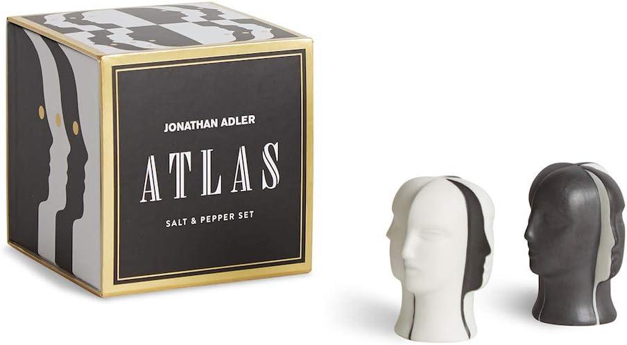 Atlas Black and White Porcelain Salt & Pepper Set