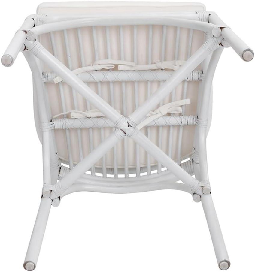 New Pacific Direct Kara Rattan Dining Side Arm Chair White