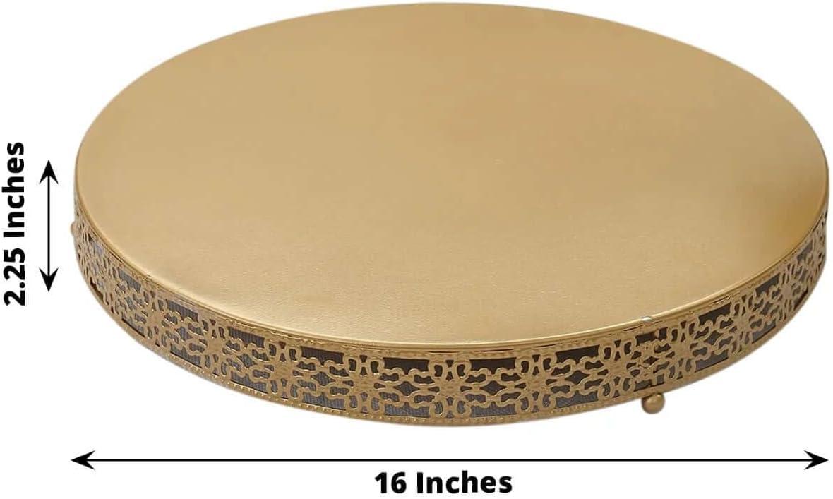 Gold Metal Fleur De Lis 16" Round Pedestal Cake Stand