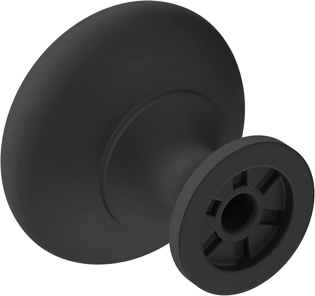 Matte Black Round Cabinet Knob with Mounting Hardware