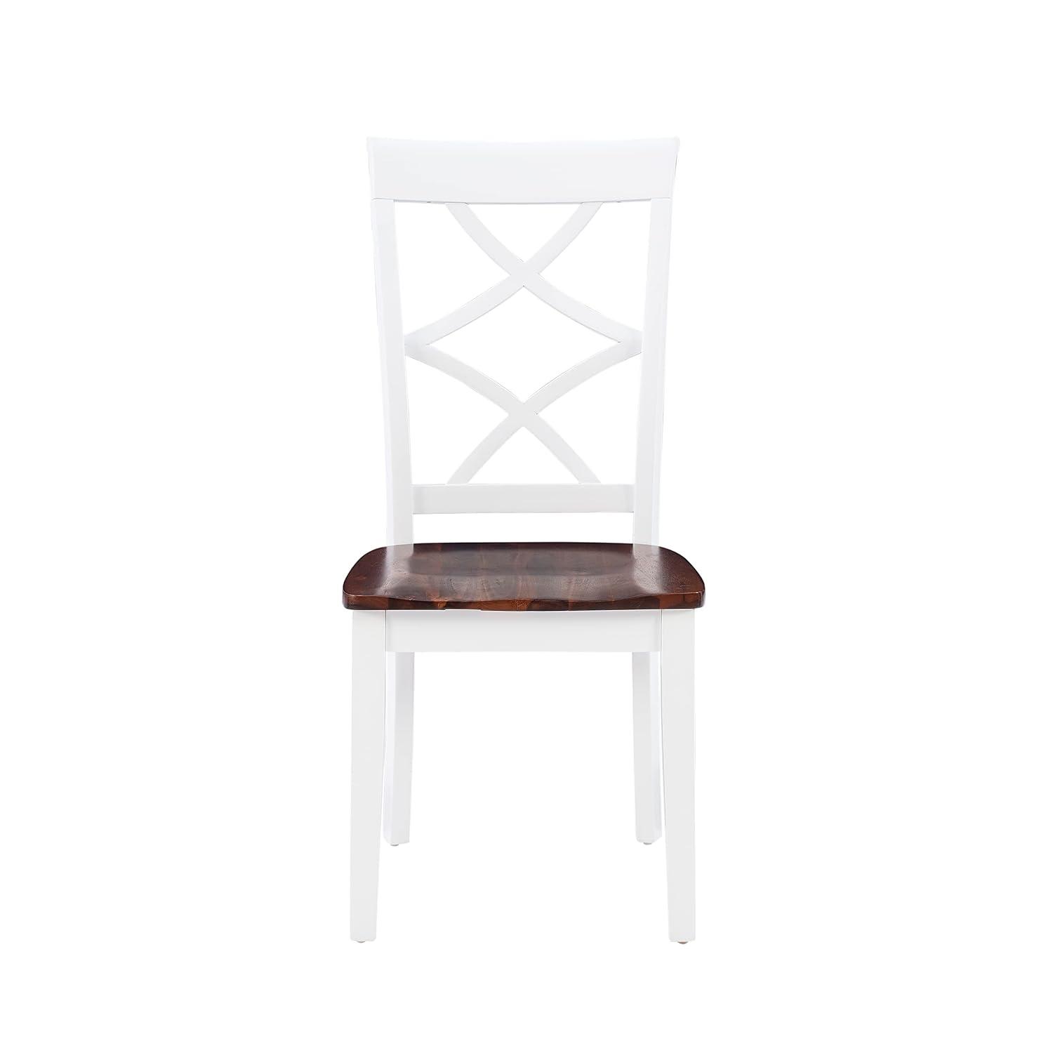 Linon Harrison Five Piece 2 Tone Dining Set in Cherry/White Finished Wood