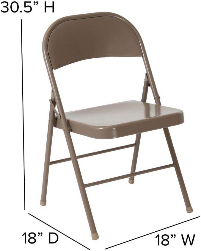 Hercules Series Premium Beige Metal Folding Chair, Double Braced, 2-Pack