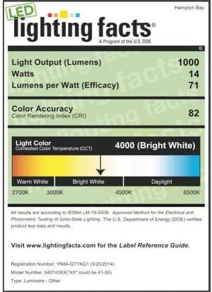 Hampton Bay 12 in. Round LED Flush Mount Light Pantry Laundry Closet Light 1000 Lumens Dimmable 4000K Bright White, 54074391